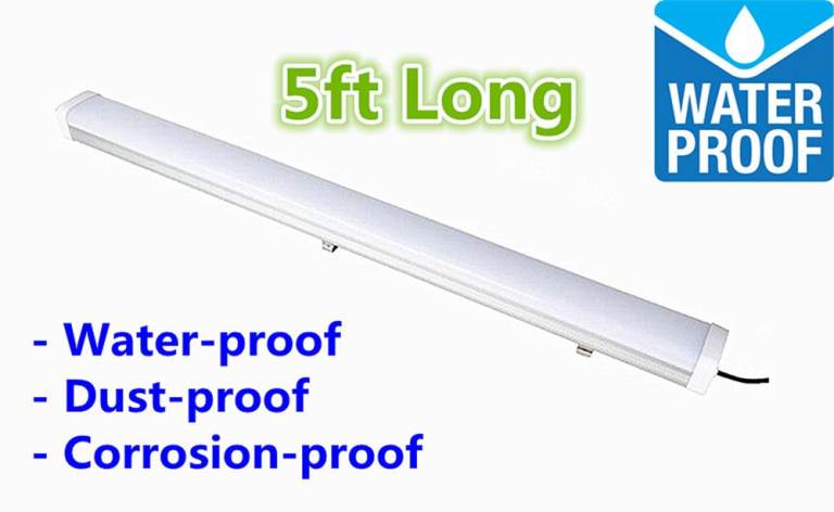 5Ft 150cm Waterproof LED Batten Light, Bright Cool White Light Colour, Indoor / Outdoor Use