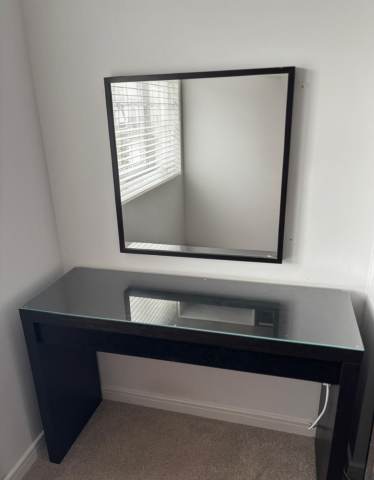 Ikea Malm Black Dressing Table with Mirror – Good Condition(Used) | in Renfrew, Renfrewshire