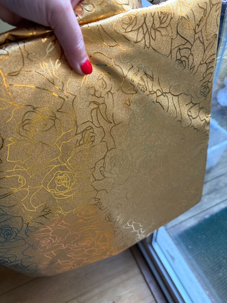 Gold plastic table cloth x 2