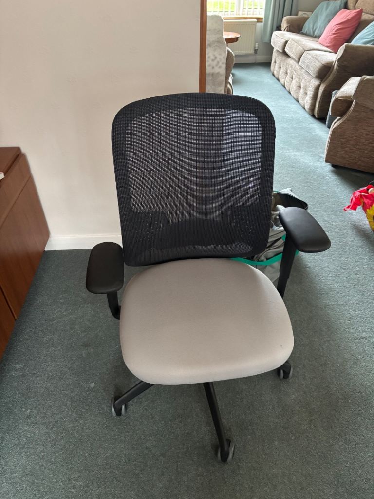 Selling wfh office swivel chair alongside work backpack and headset