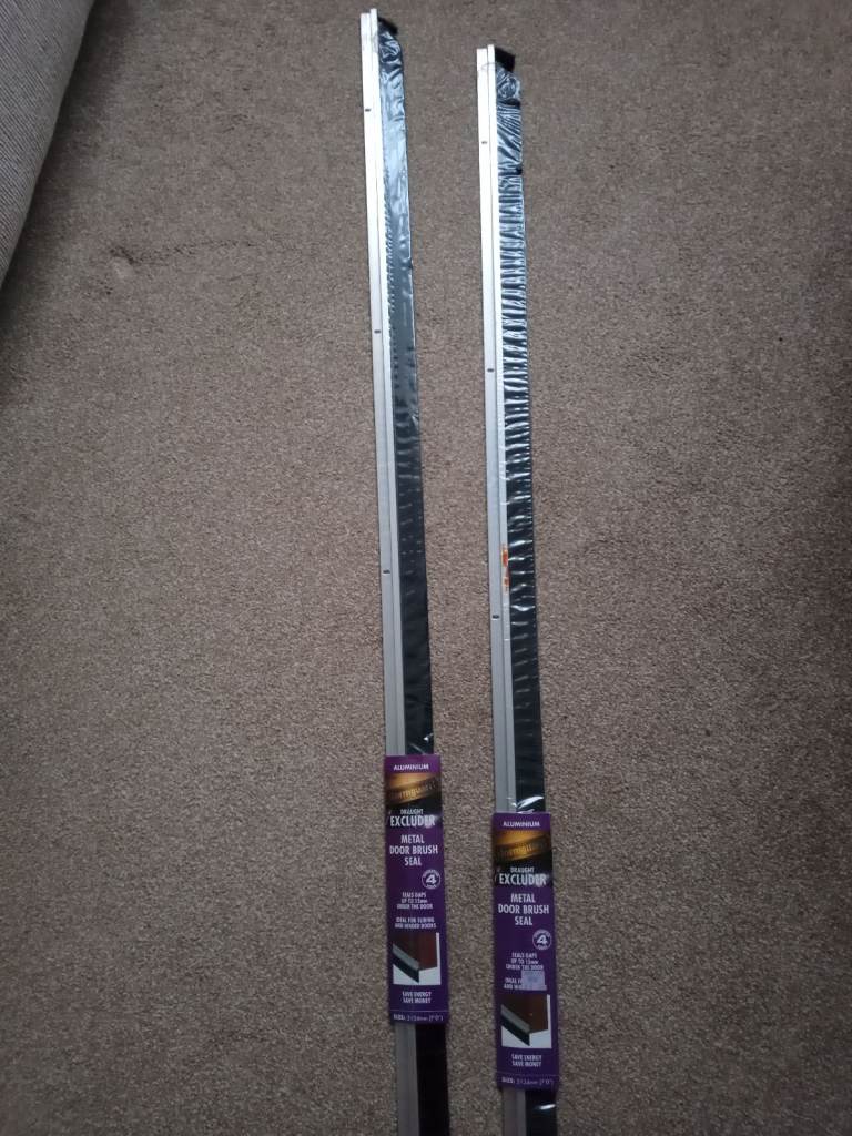 2 x 7 ft (2134mm) Stormguard Aluminium Draught Excluders - Metal Door Brush Seals