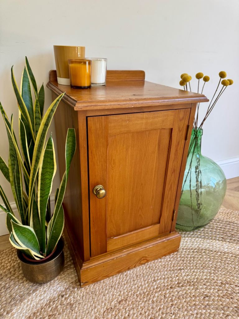 Solid pine vintage bedside cabinet cupboard 