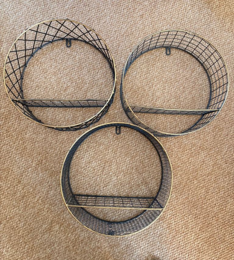 3 x Black & Gold Wire Shelves 