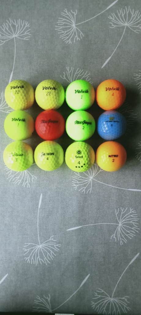 12 Fluorescent Golf Balls, in Grade A/B condition