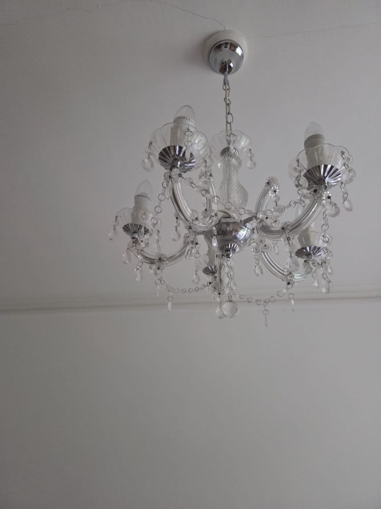 Clear Crystal Chandelier Ceiling Light – Good Condition