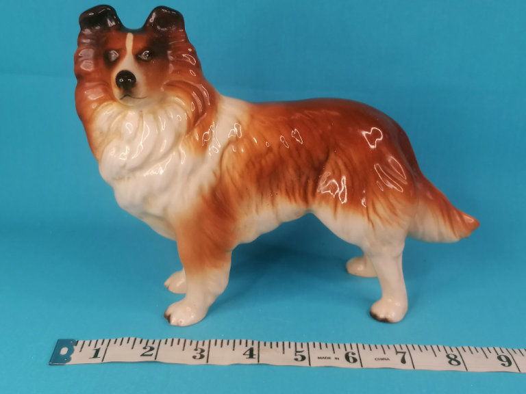 Large Vintage  Collie Dog Figurine, Antique Porcelain Dog. Coopercraft Made in England. 