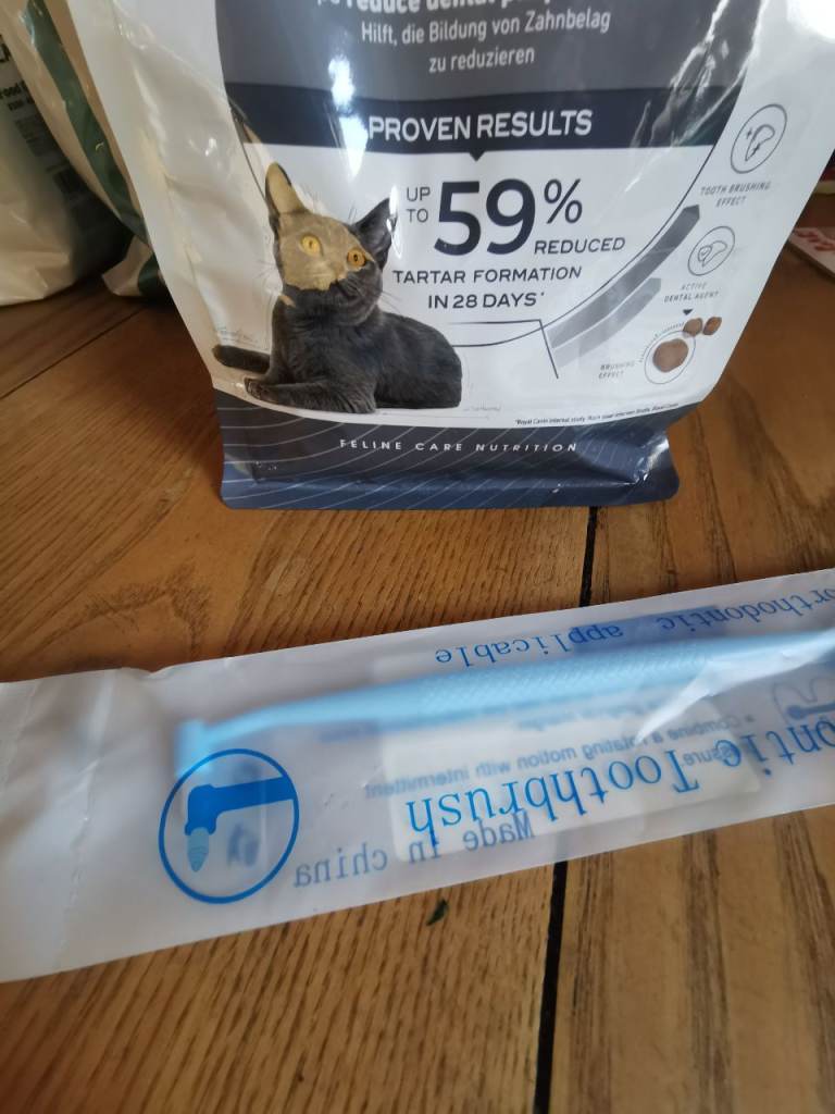 Dried food for teeth and new toothbrush