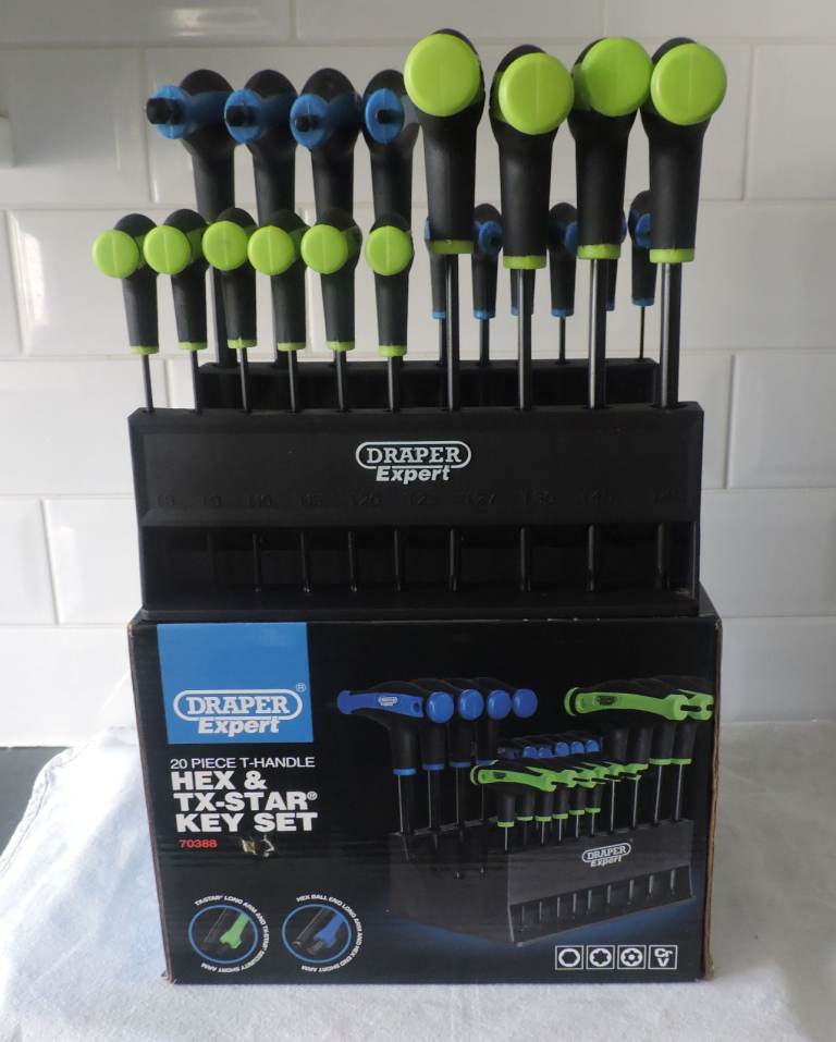 20 Piece Draper Expert TX-STAR & Hex Soft Grip Metric T-Handle Key Set.