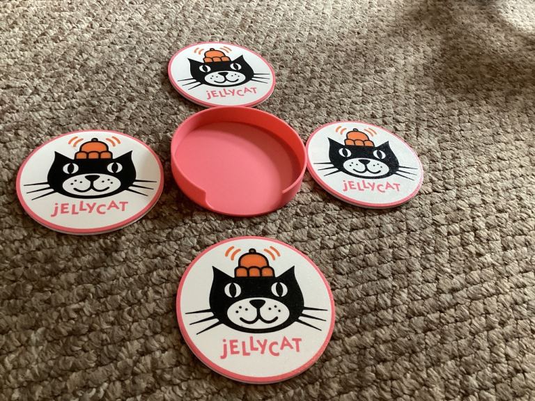 Jellycat Coasters with Holder – Set of 4, Good Condition