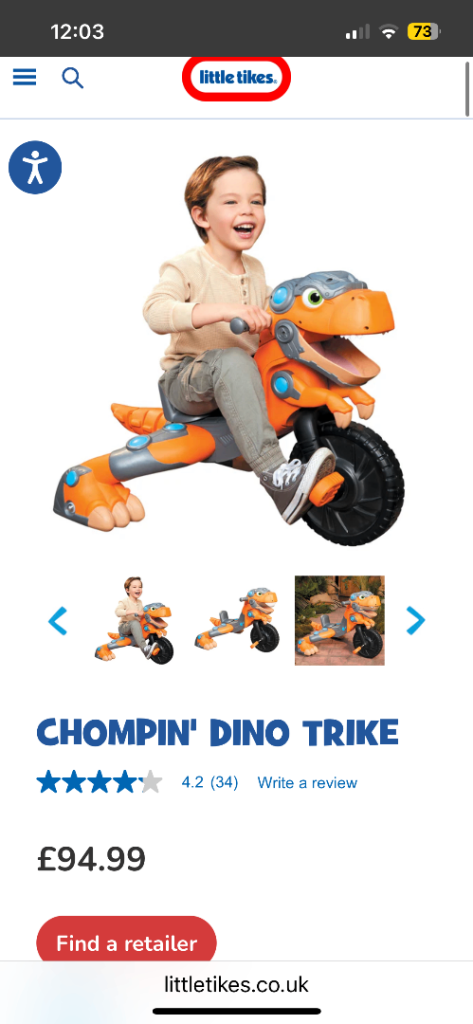 image for Little Tikes Dinosaur trike