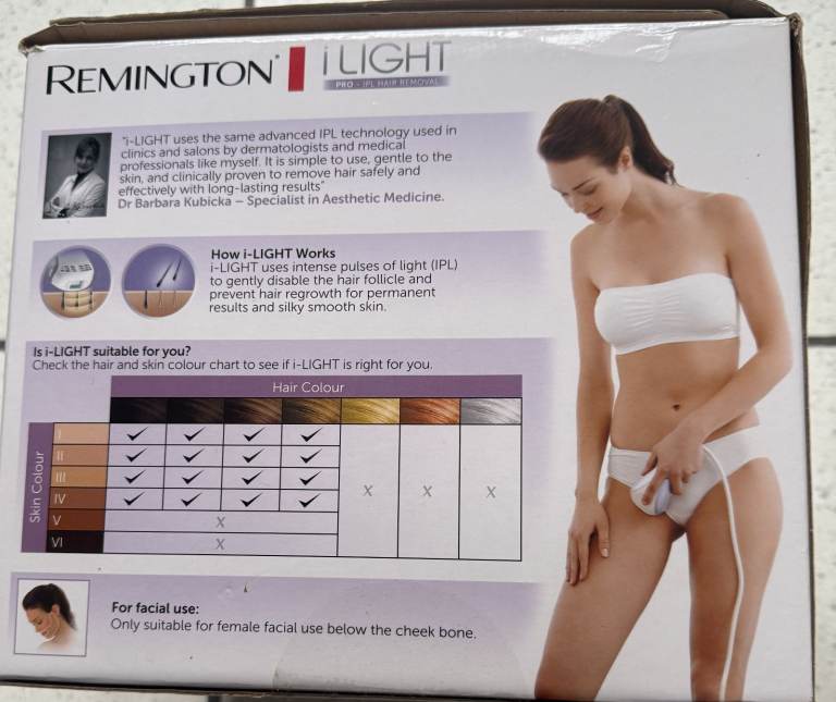 NEW PROFESSIONAL HOME LASER HAIR REMOVAL SYSTEM REMINGTON ILIGHT BOXED ONLY £110 CAN POST
