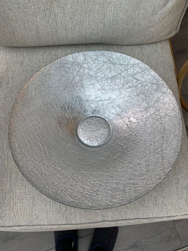 16” Beautiful Centerpiece Silver Glass Bowl