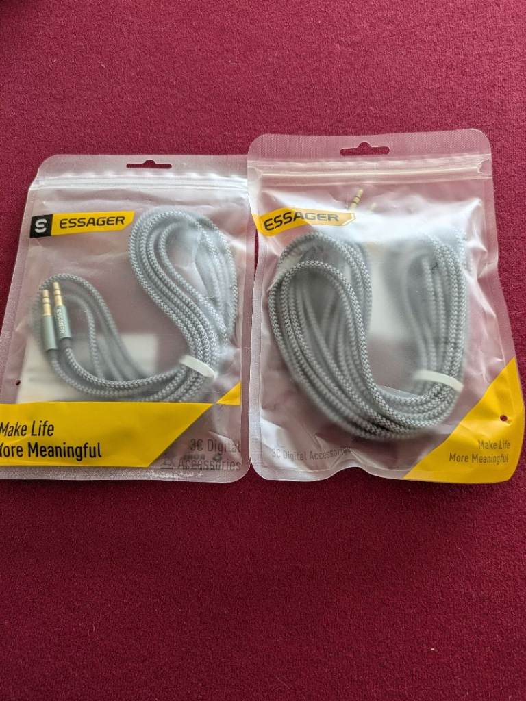 ESSAGER Audio Cable 3.5mm Jack pair 3m and  5m – Brand New, Grey