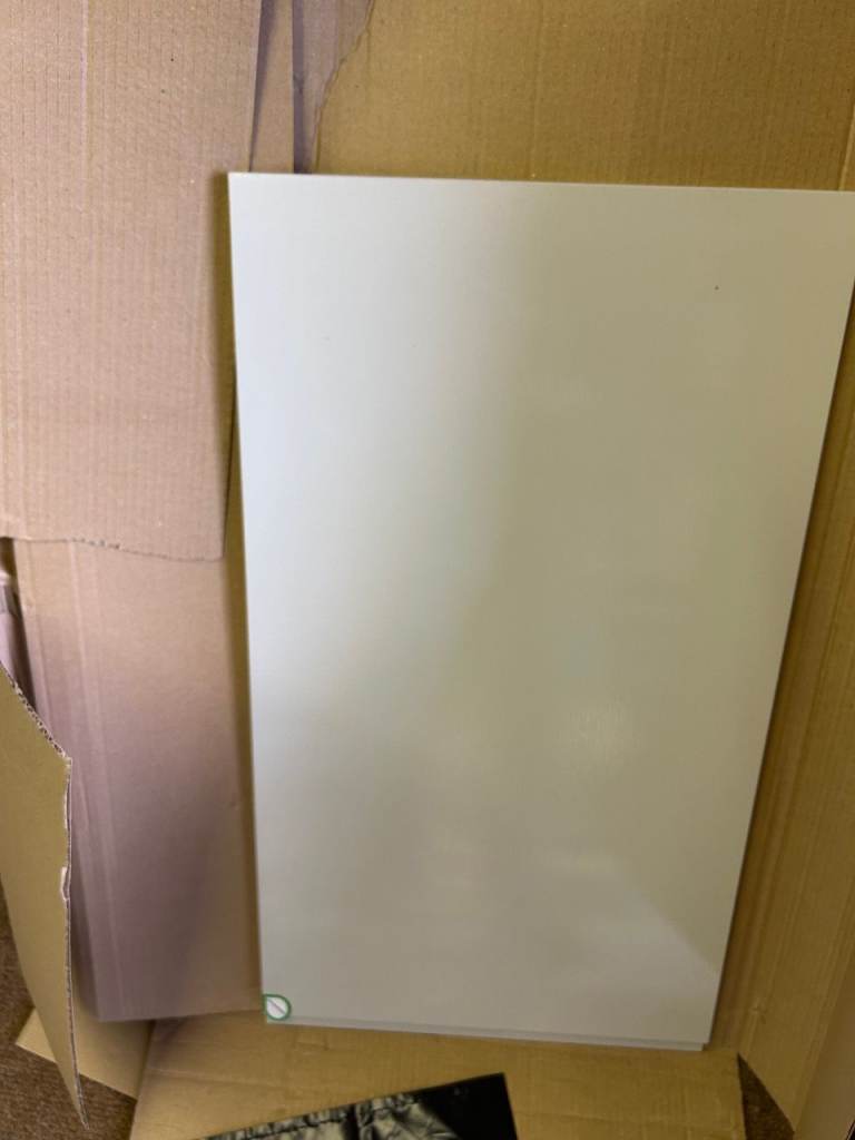 Wren 3 x Pebble Grey Gloss 'J Pull' kitchen cabinet doors (size 716x396x18) 