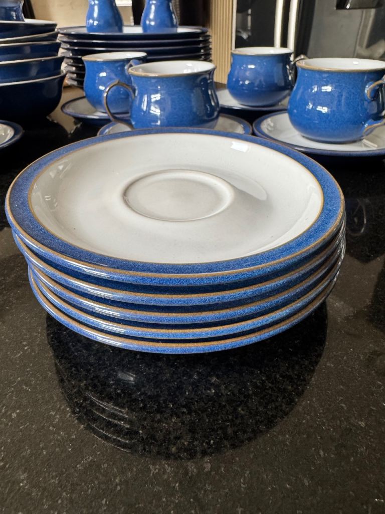Denby Imperial Blue Saucers - Set of 5, excellent Condition
