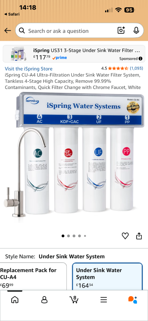iSpring Under Sink Water Filter System CU-A4 NEW