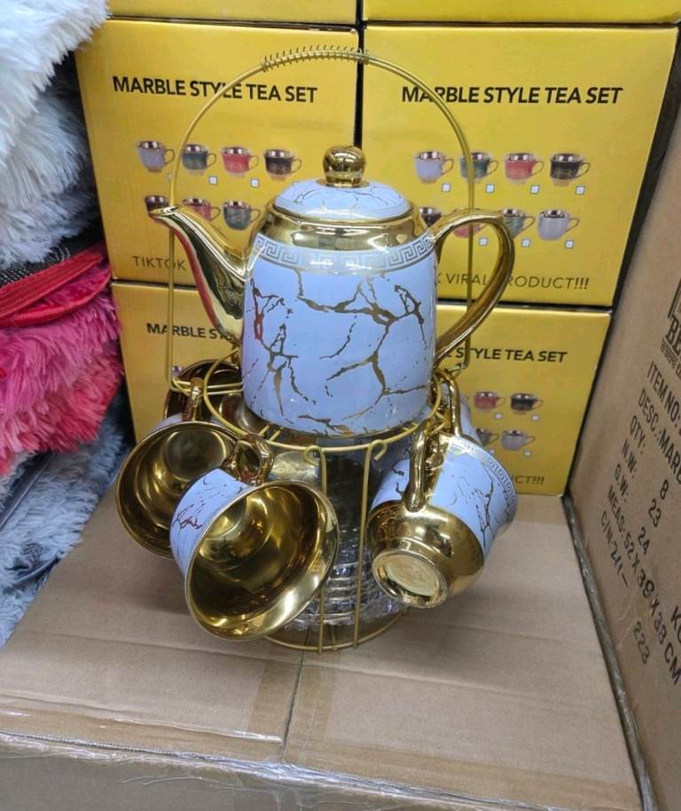 Teapot With Cups And Saucers For Serving Coffee Or Tea  (14pcs Set)  Gift Set