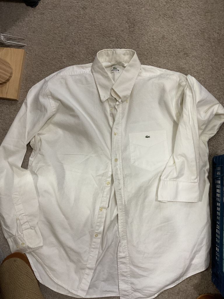Lacoste Men's White Button-Down Shirt – Good Condition