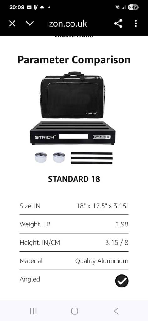 New boxed strich pedal board with carry case