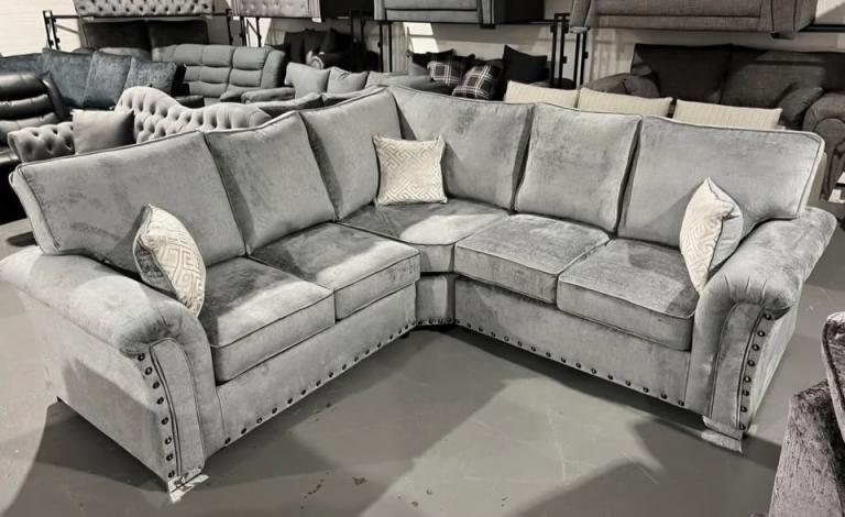 Corner Cream sofa ~ 5 seater L shape couch beige