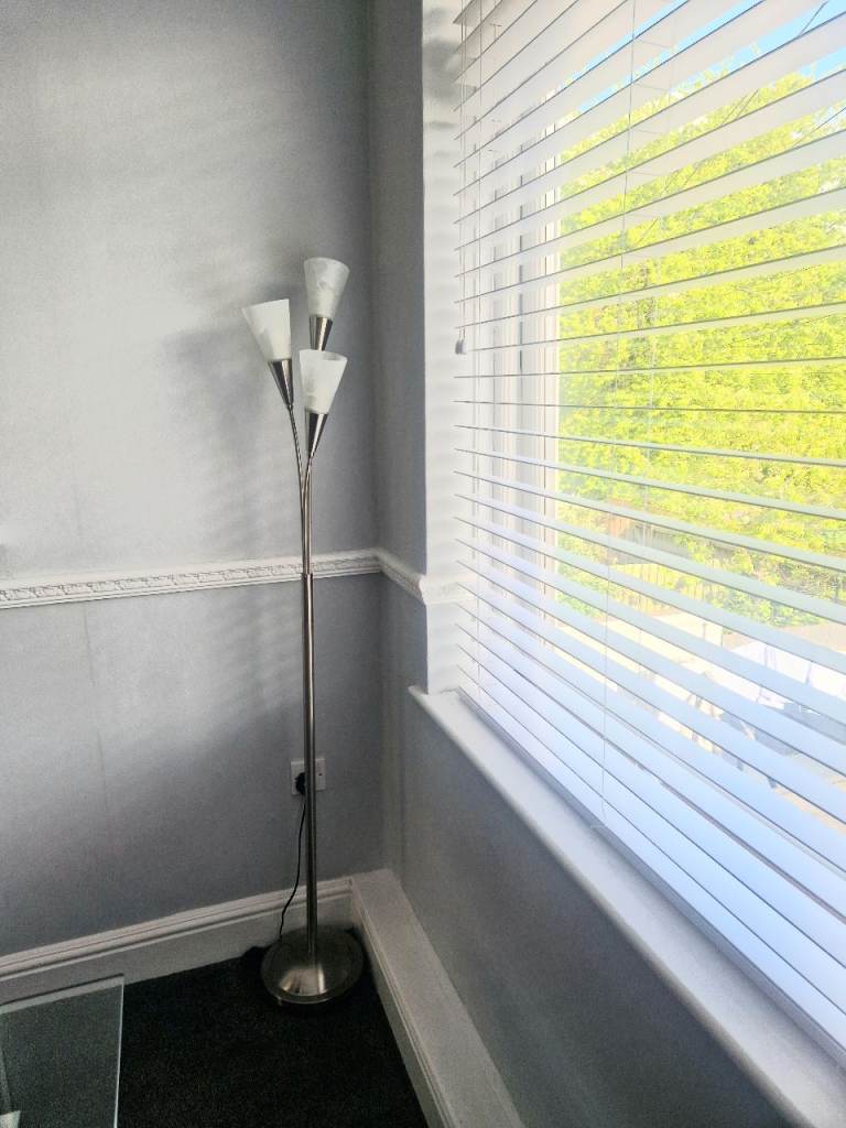 Marble Glass Satin Nickel Floor Lamp