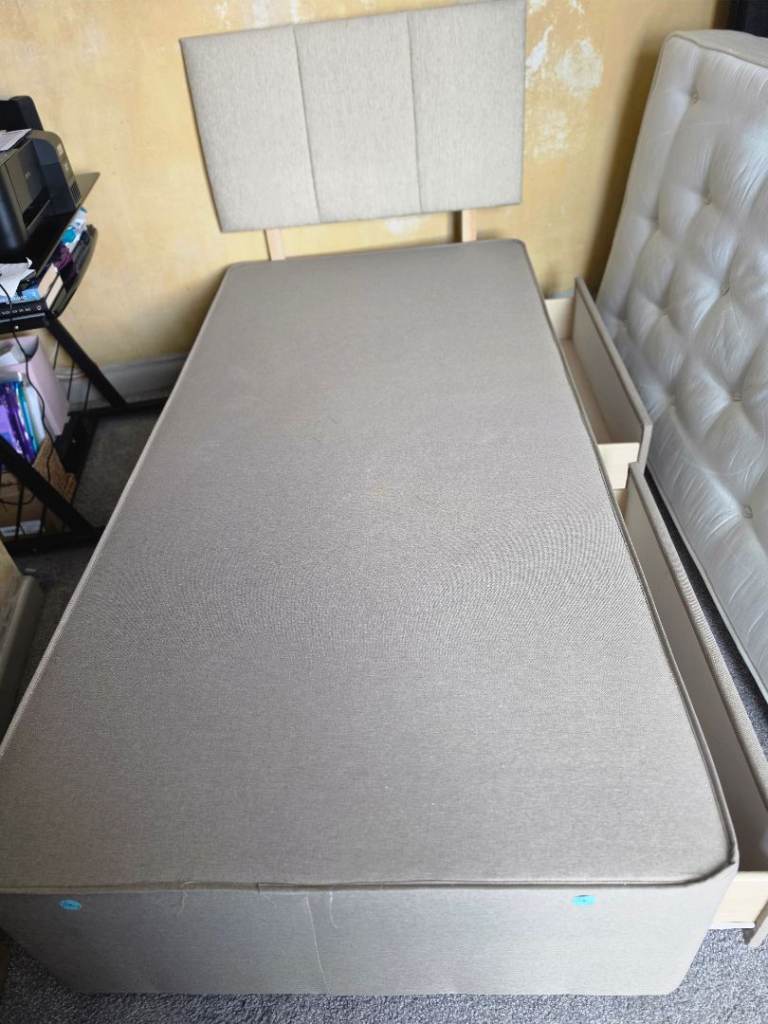 Dreams Single Divan Bed Base with Headboard and Mattress - Good Condition