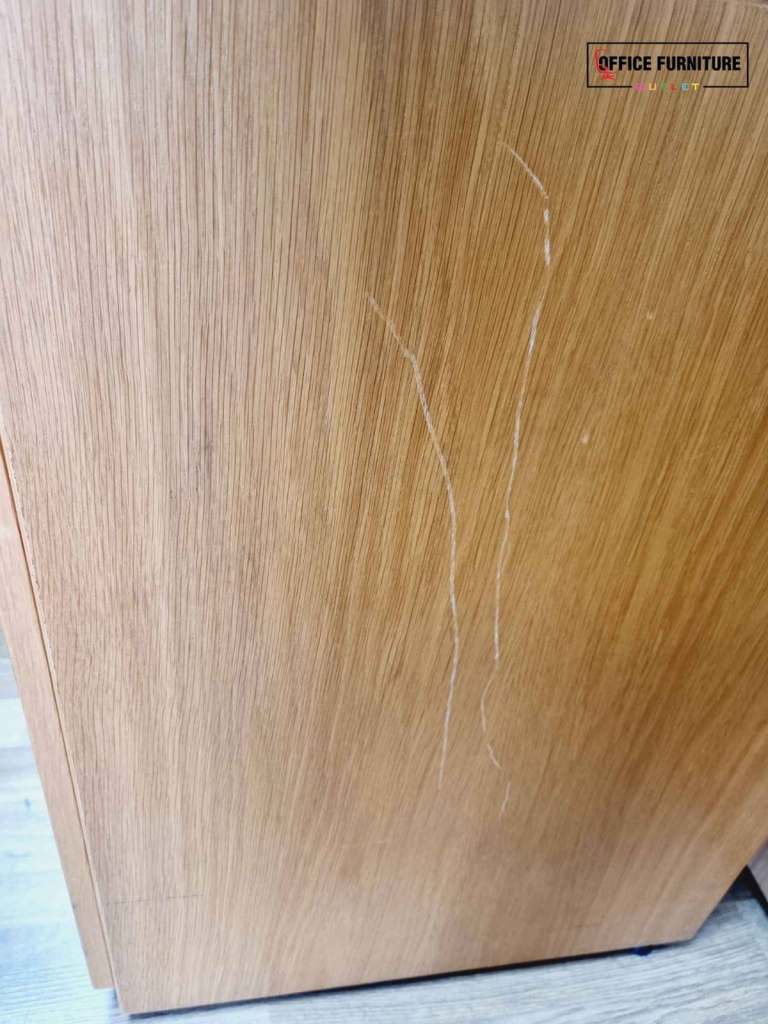 Golden Oak Credenza Cabinet with Built-In Fridge