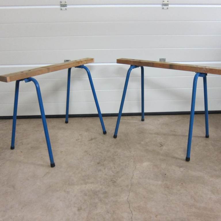 Extremely sturdy a pair of fold-up trestles seldom used
