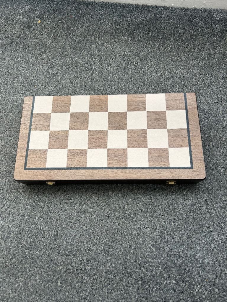 3-in-1 Wooden Chess, Draughts & Backgammon Set (Complete)