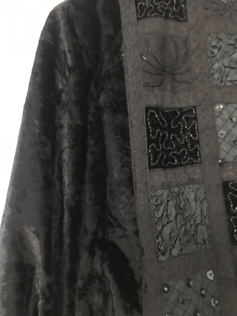 ladies black crushed velvet waist length jacket