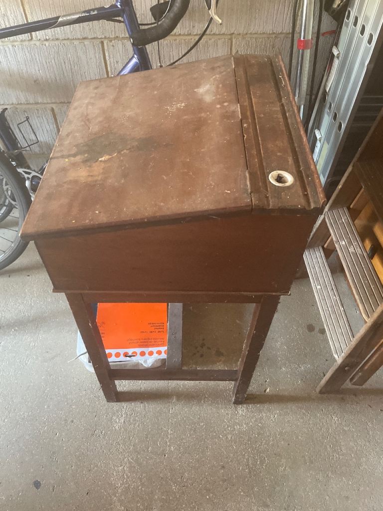 Free Vintage Wooden School Desk - Fair Condition