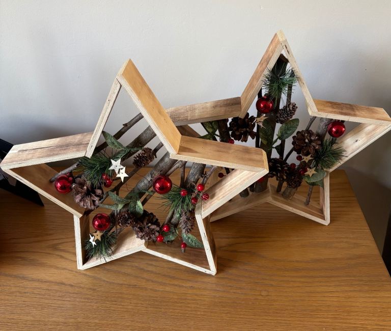 John Lewis 2 Wooden Star Christmas Decorations 
