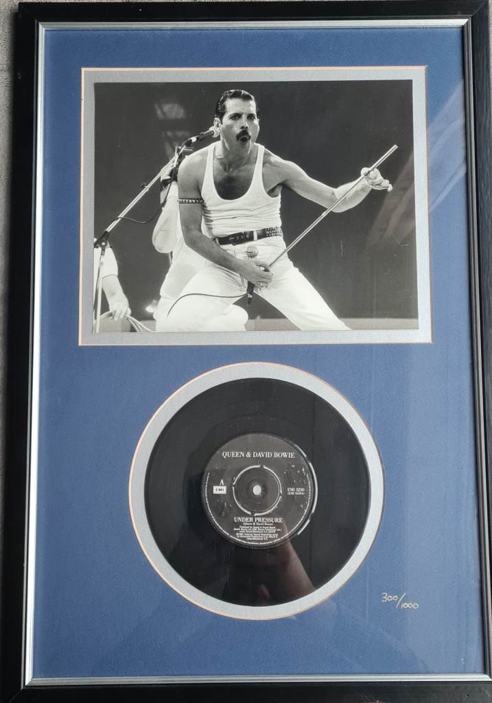 Framed Freddie Mercury Queen Record & Photo Display