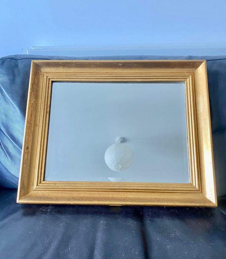 Vintage bevelled medium gold wooden mirror
