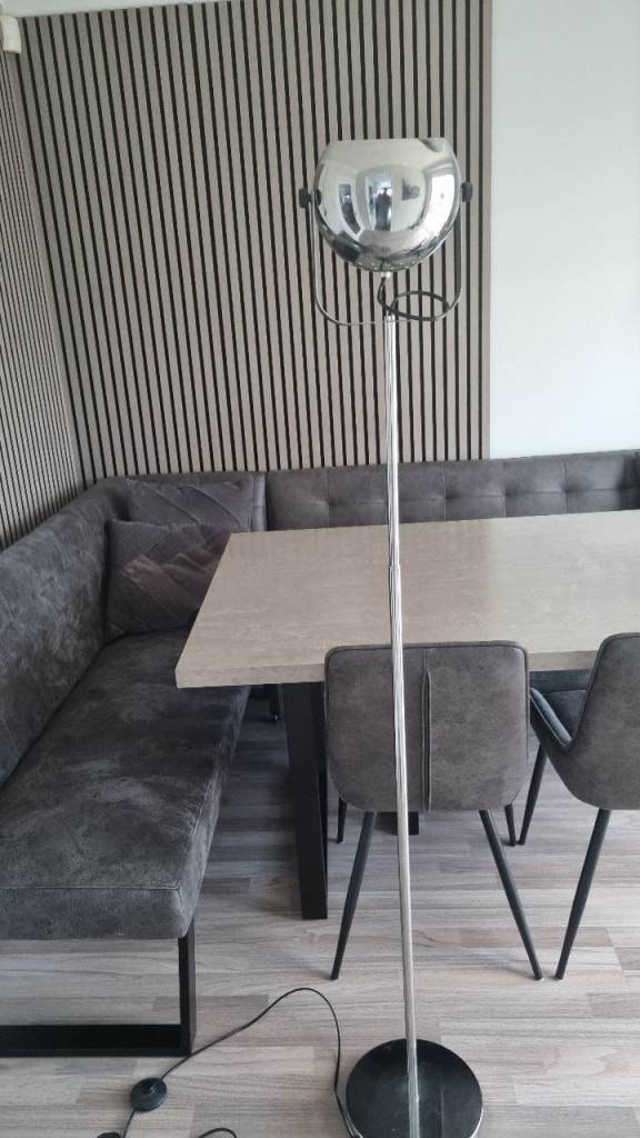 Tall silver spotlight lamp