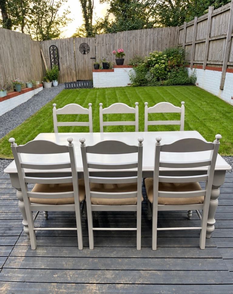 Large Farm House Style Kitchen Table & 6 Chairs