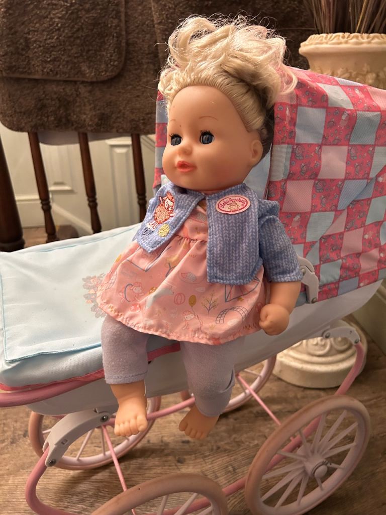 Large teddy .Baby Annabelle Pram & Doll 