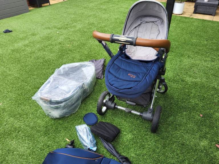 Egg Stroller and Carrycot – Blue, Excellent Condition