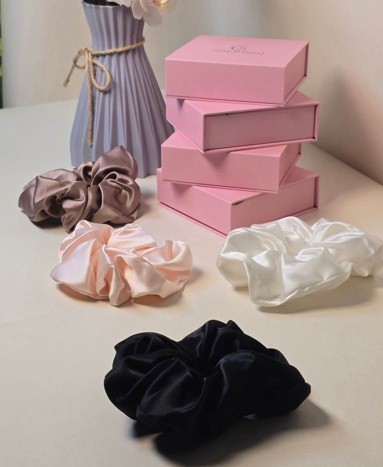 Silk Scrunchies 100 percent Silk Gift Box Set SilkRitual