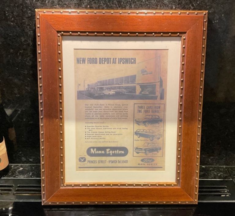 Framed Ford Cars Advert for Man Cave – Ipswich Suffolk Pick Up