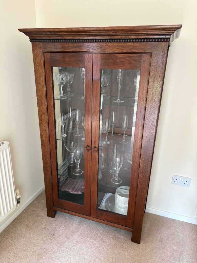 Glazed hardwood display cabinet / drinks cabinet