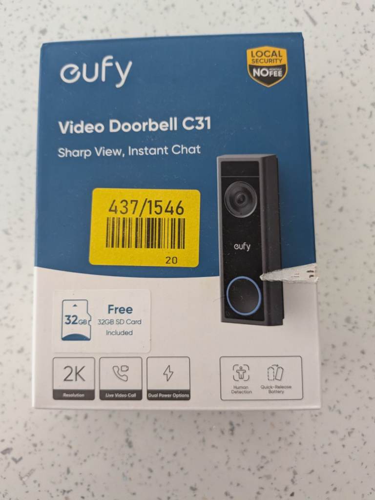 Eufy Video Doorbell C31 + 32GB SD Card