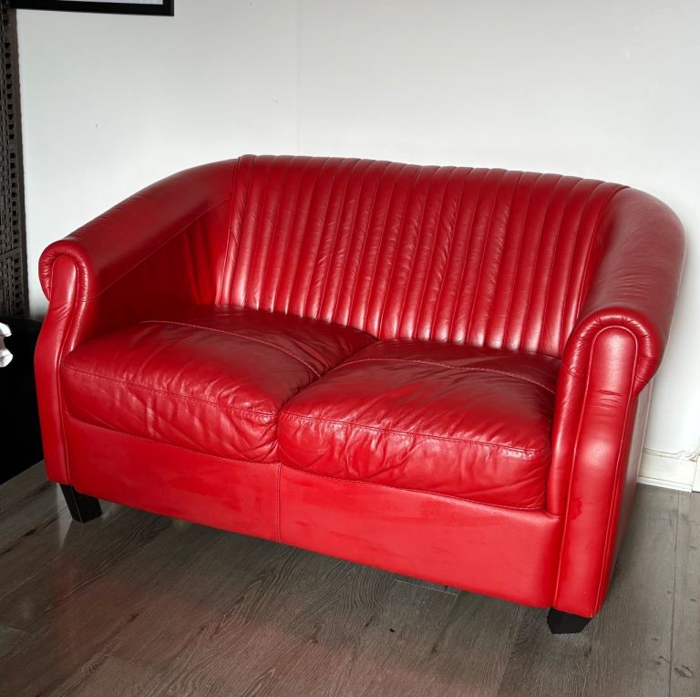 Red Leather 2 Seat Couch (FREE) 
