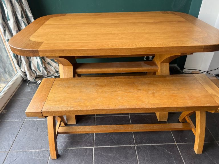 Country Oak dining table & benches