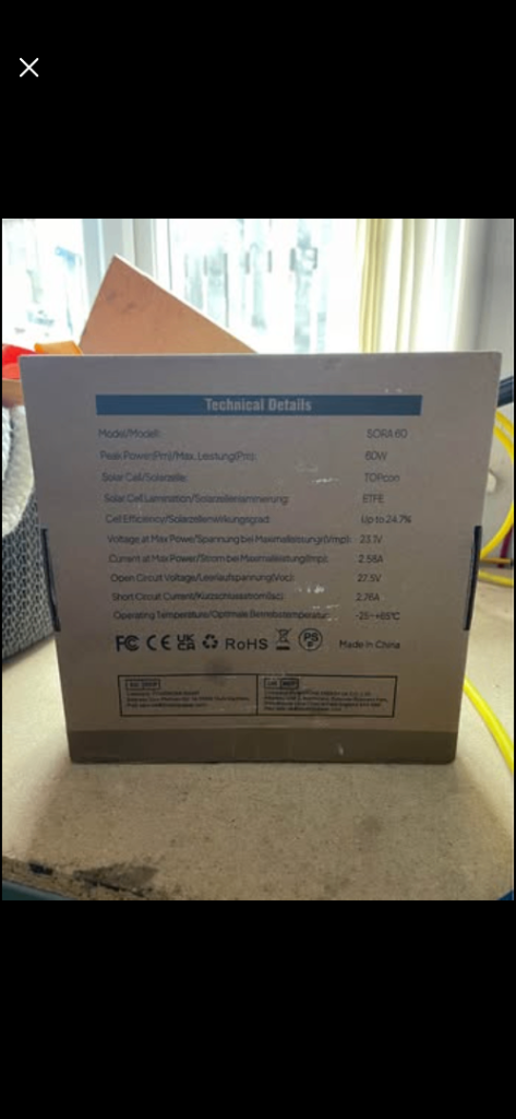 BLUETTI Sora 60W 8 panel solar panel  brand-new inbox. RRP £119