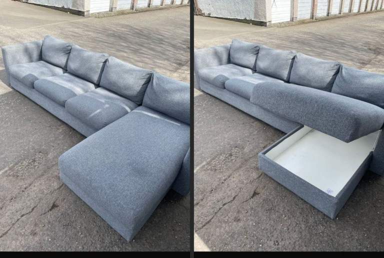 Grey corner storage sofa 