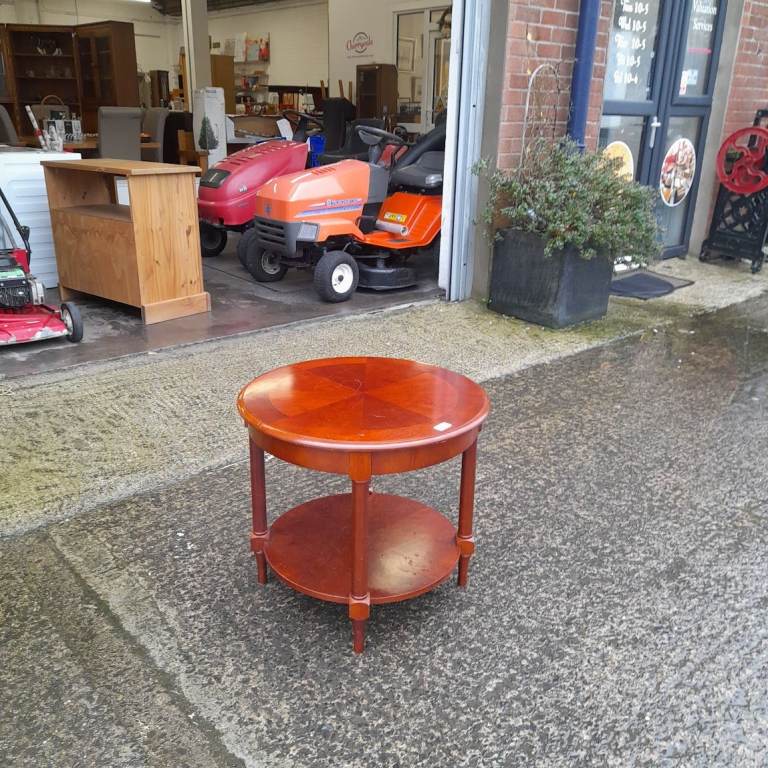 Solid wood round table with shelf 60cm x 53cm, Ref:19745