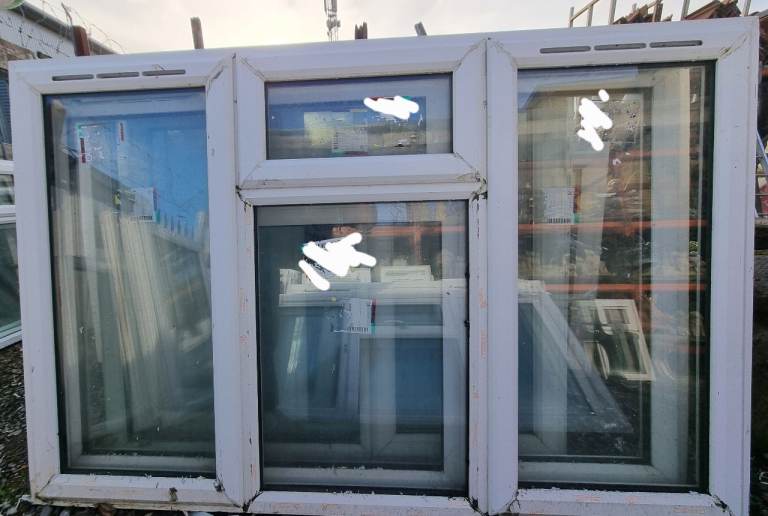 New UPVC Double Glazed White Window 1895mm W x 1240mm H Clear Glass #115
