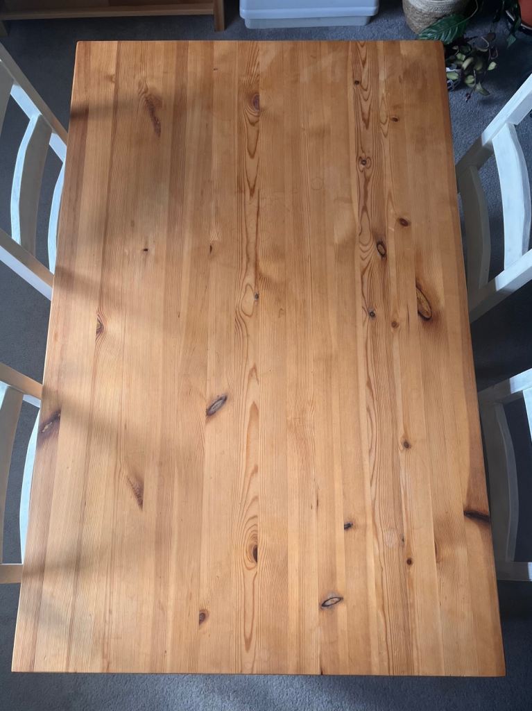 Solid Wood Dining Table & 4 Chairs (Pine) | 4 x Chair Seat Cushions Included