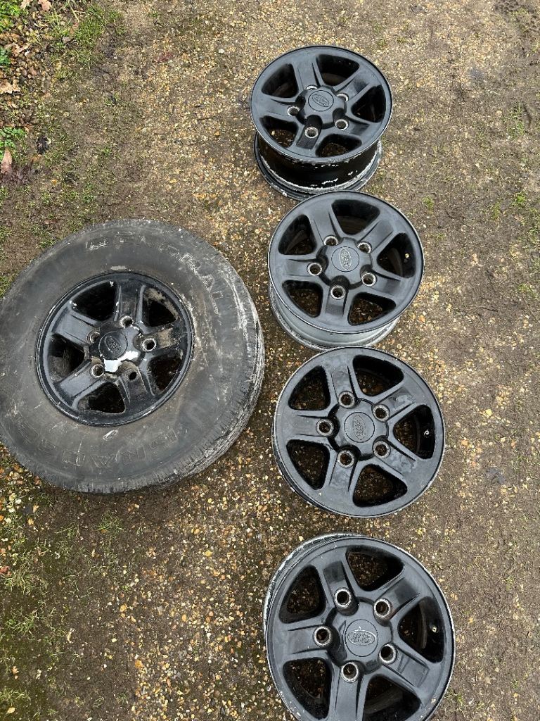 Land Rover Defender alloys and spare tyre 